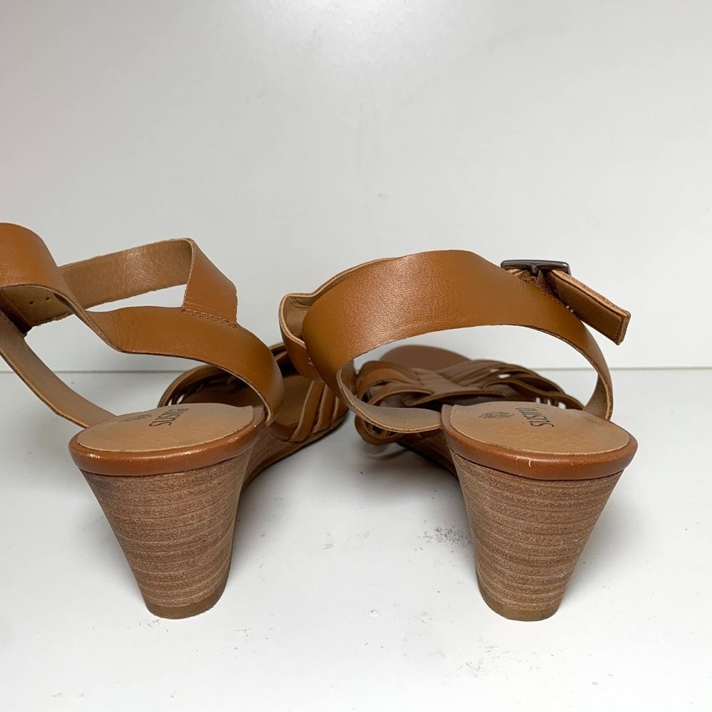 NEW Susina Terra-Lea Cognac Leather Wedge Strappy Open Toe Sandals Brown - Picture 5 of 6